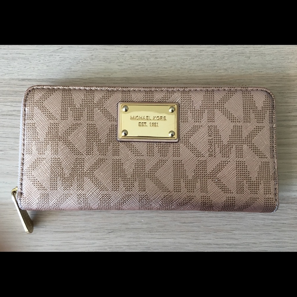 Michael Kors Rose Gold Signature Metallic Wallet